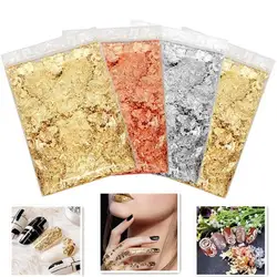 Gold Leaf Flakes Resin Filler Gold Silver Confetti Filling For DIY Epoxy Resin Craft Nail Art Foil Paper Jewelry Making