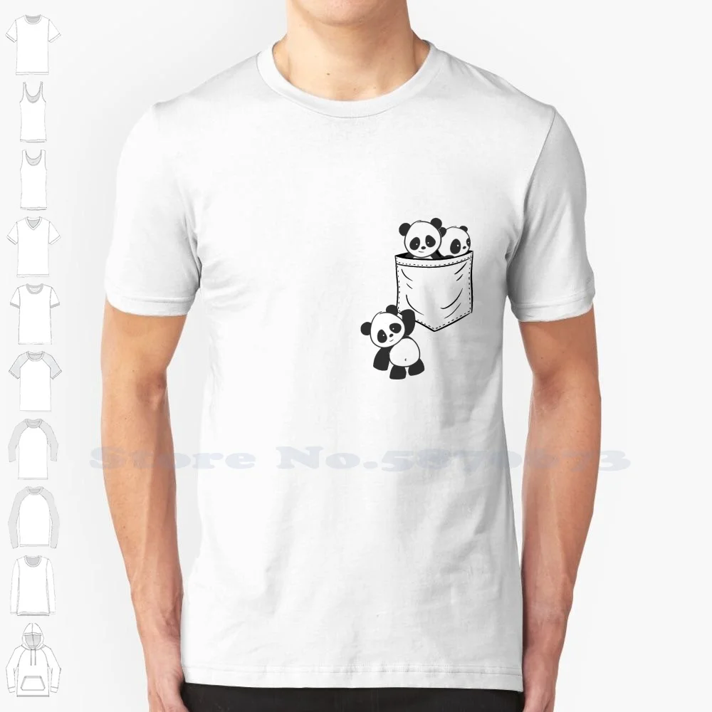 For Panda Lovers Cute Kawaii Baby Pandas In Pocket 100% Cotton T-Shirt Panda Lovers Cute Kawaii Baby Pandas Giant Panda Fan Art