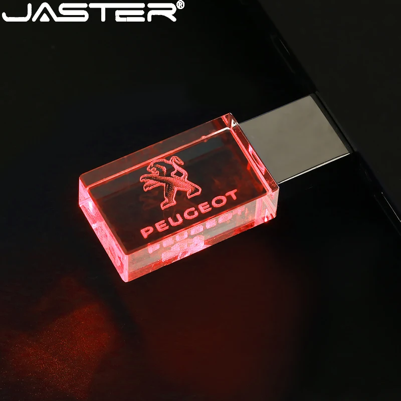 JASTER-unidad flash USB de metal y cristal para coche, memoria externa de 4GB, 8GB, 16GB, 32GB, 64GB y 128GB, disco u