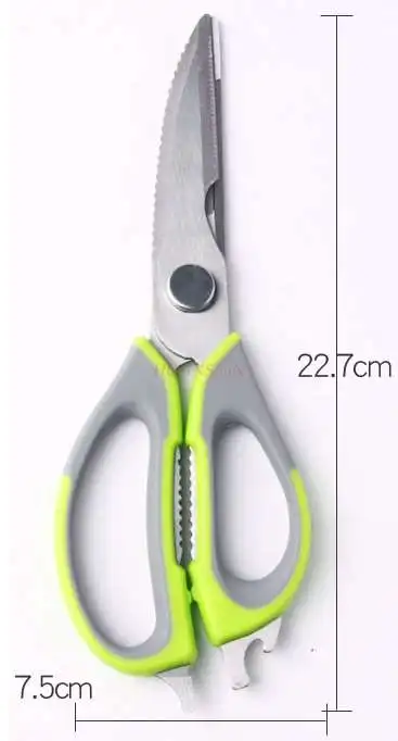 1 pcs  Kitchen Scissors Household Chicken Bone Shear Fish Food Shear Barbecue Shear Stainless Steel Multifunctional Scissors