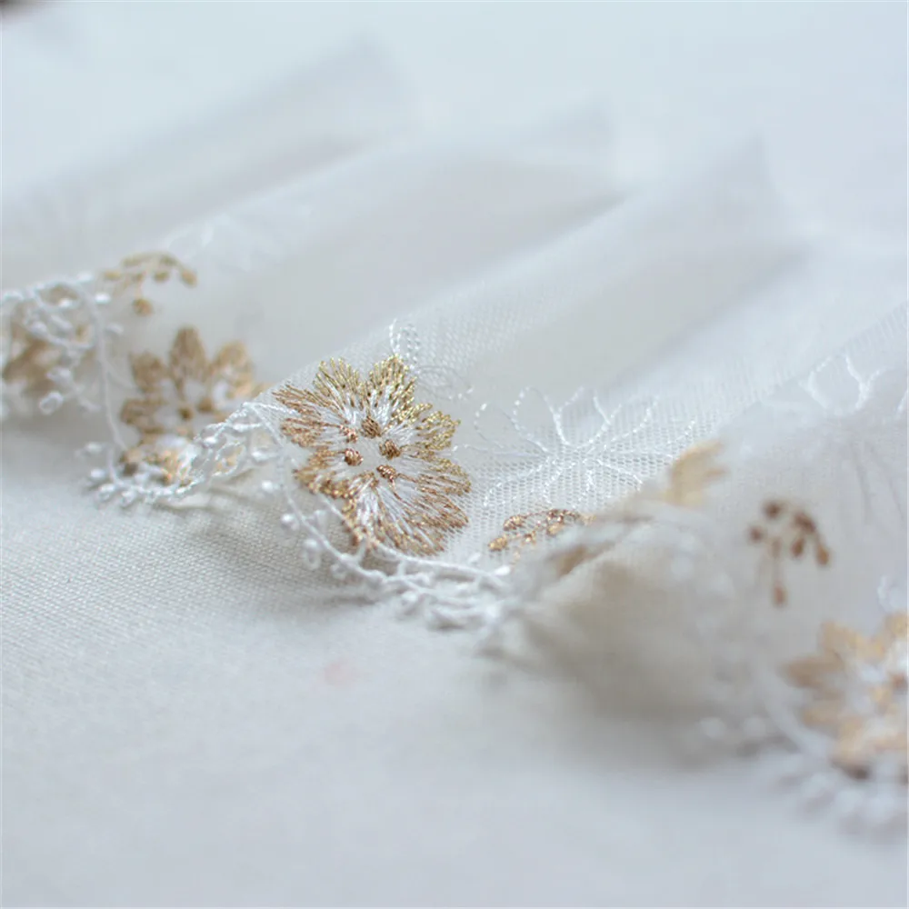 

1 Yard Exquisite Golden Embroidery Mesh Lace DIY Dress High Quality DIY Skirt Accessories