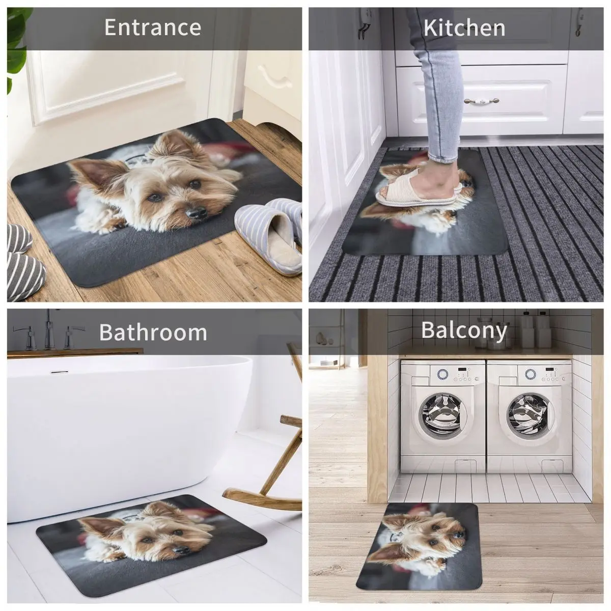 Cute Mini Yorkshire Terrier Doormat Bathroom Rectangle Soft Mat Kitchen Home Hallway Anti-slip Floor Rug Door Mat Bath Mat