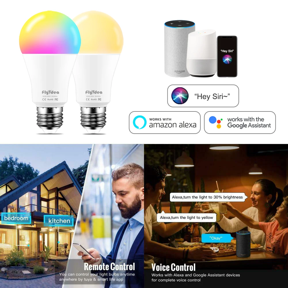 LED WIFI Smart Light Bulb B22 Lamp Alexa Google Home Yandex Station Alice Siri Voice Control Dimmable Magic RGB AC220V 110V - view 4