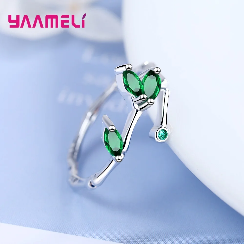 Minimalis Real 925 Silver Needle Branch Leaves Knuckle Rings For Woman Girl Elegant Adjustable Open Rings Jewelry Wholesale