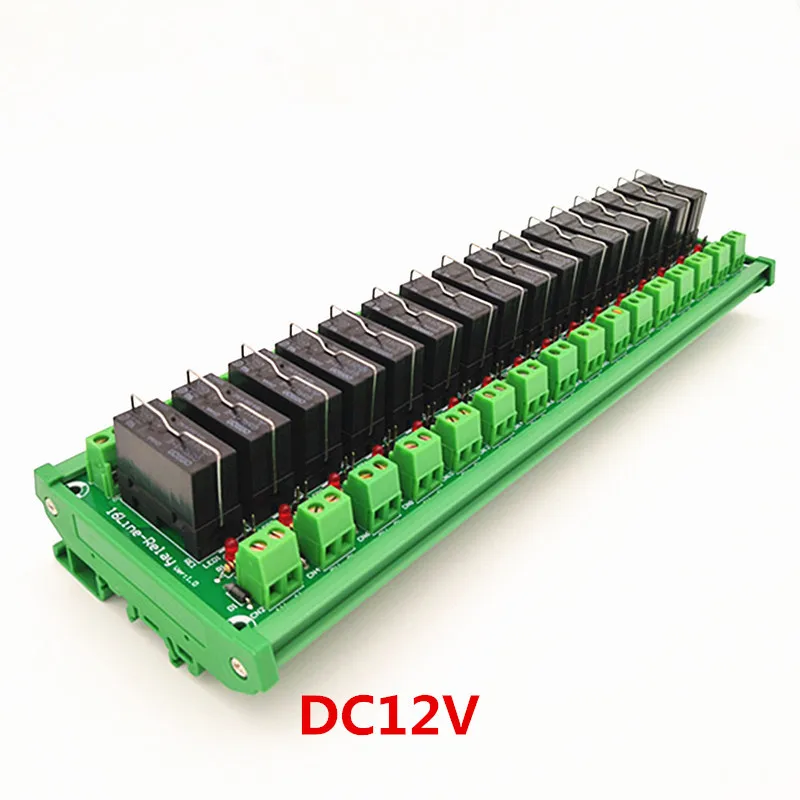 

DIN Rail Mount 16 Channel SPDT 16A Power Relay Interface Module,G5RL-1-E 12VDC Relay.