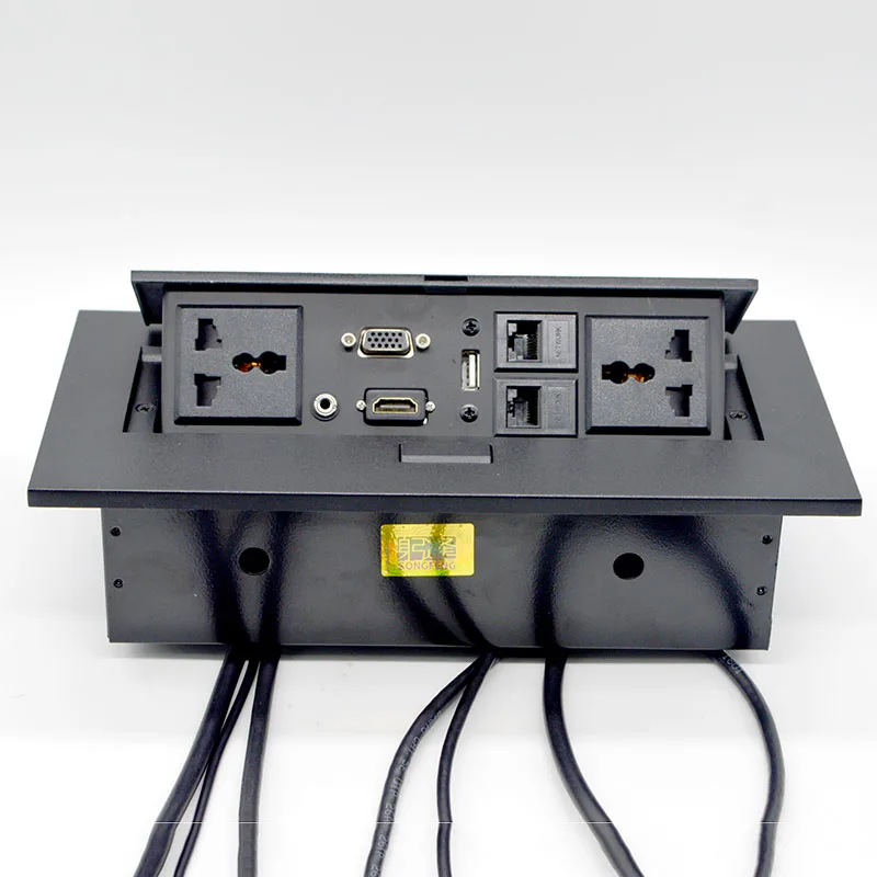 Novo k514 multimídia desktop jack com vga 3.5 áudio usb universal powerlplug caixa de conexão livre escritório conferência mesa soquete