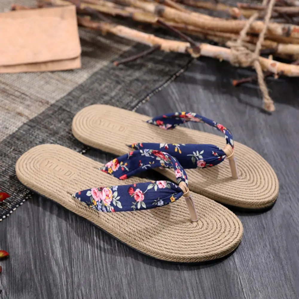 Chanclas florales de verano para mujer, sandalias de playa, tangas antideslizantes, zapatillas