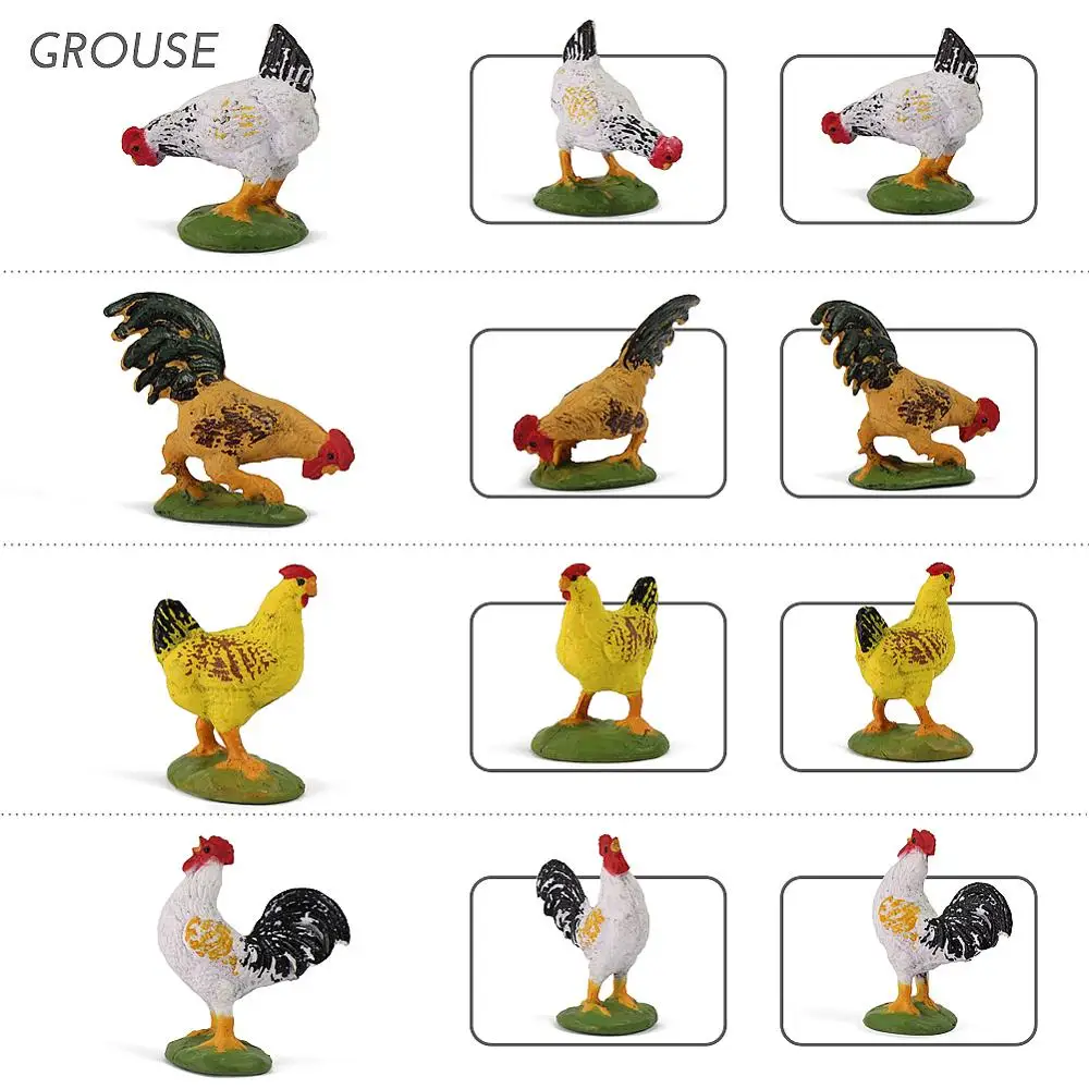 16pcs/32pcs Painted Model Chick Grouse Hen 1:43 Scale PVC O Scale Farm Animals Domestic Fowl Model Railway Scenery AN4306