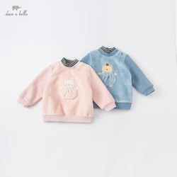 DBM19616 dave bella winter baby unisex casual cartoon striped sweatshirts children tops kids girls boys fashion tees