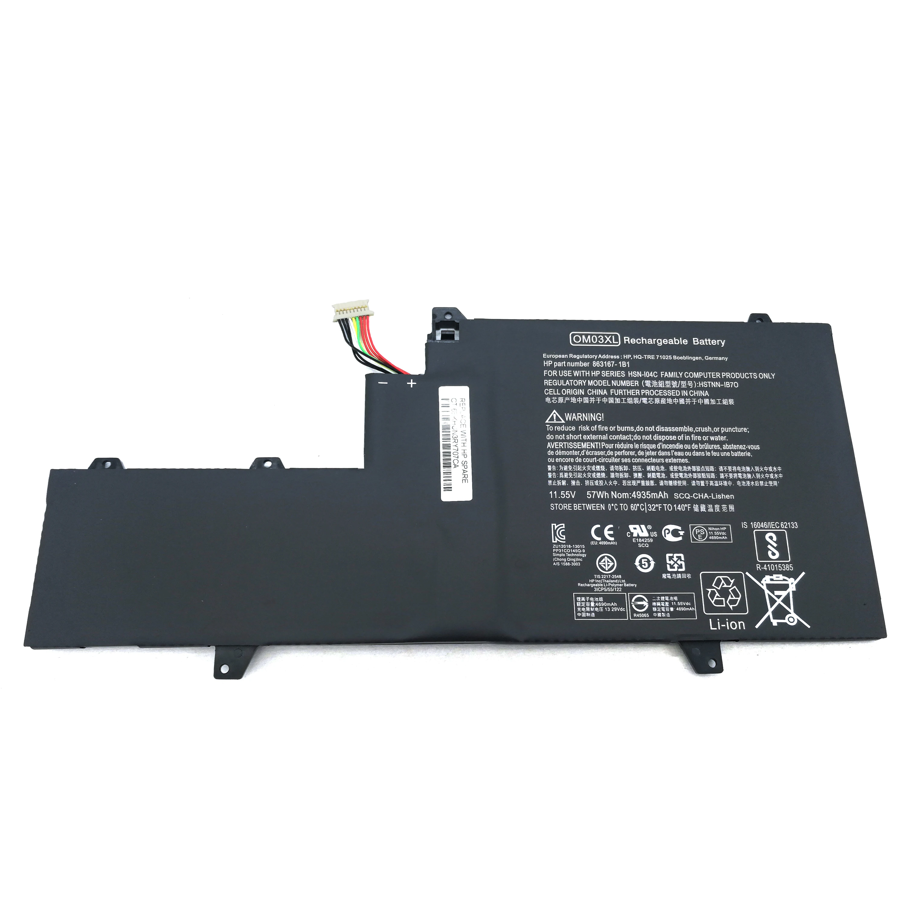 Genuine Original 57Wh HSTNN-IB7O HSN-I04C HSN-104C 863167-171 863167-1B1 0m03XL OM03XL Battery For HP EliteBook x360 1030 G2