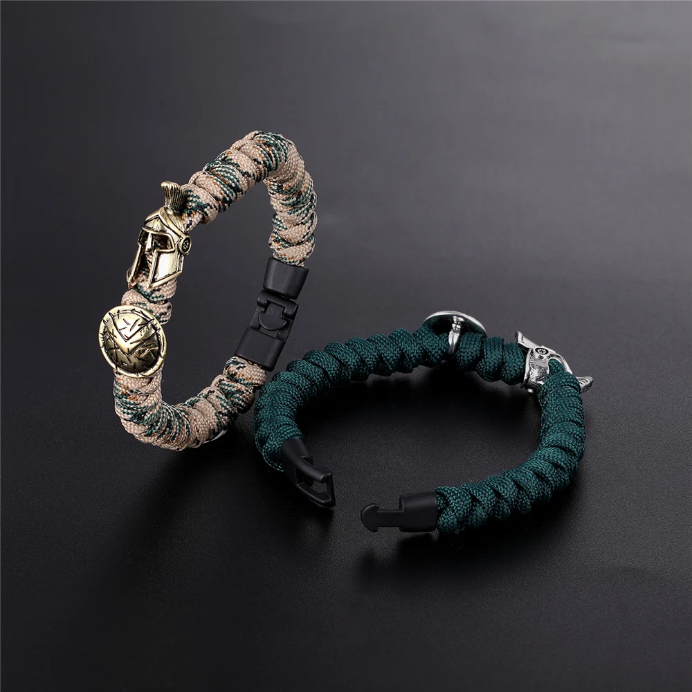 New Fashion Popular Men Bracelet Sparta Warrior Camping Outdoor Survival Handmade Nylon Rope Bangles Women Bracelets Pulseira