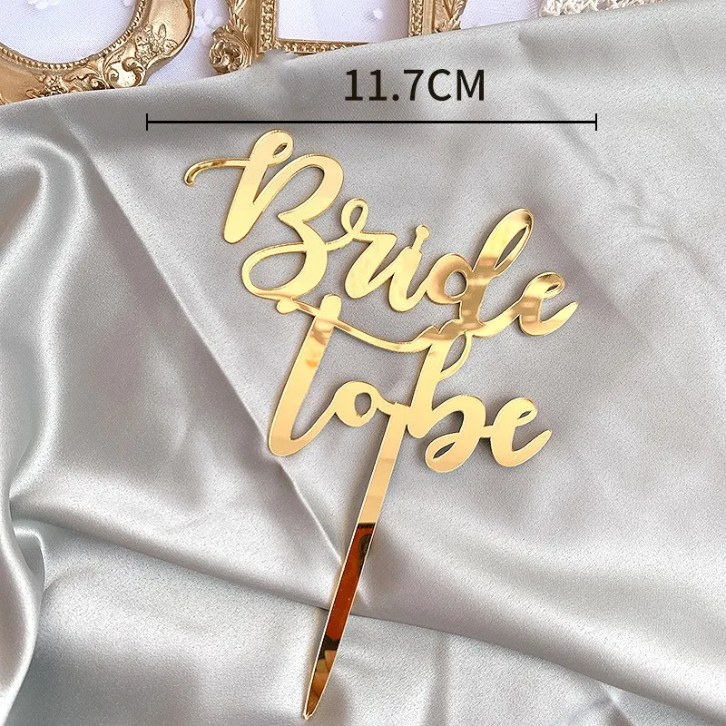 Bride To Be Theme Cake Topper Gold Acrylic Hen Party Cake Flags Dessert Decoration for Wedding Party Cake Topper Baking Supplies