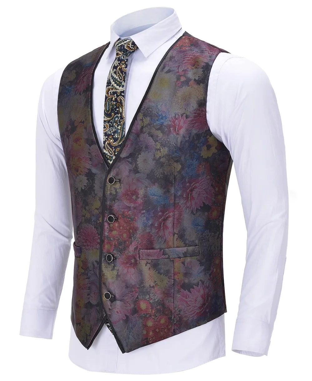 Chaleco Formal estampado para hombre con cuello en V, chaleco gris Retro Noble con patrón informal, chaleco de negocios para padrino de boda y graduación, chaleco de noche