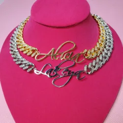 Customized Fashion Stainless Steel Name Necklace Personalized Letter  Choker Necklace Pendant Nameplate Gift