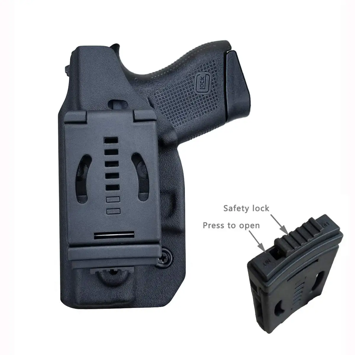 Glock 43 holster, Glock 43x holster OWB Kydex Holster Custom Fit: Glock 43 / Glock 43X (Gen 1-5) Pistol - 1.5-2 Inch Belt Clip