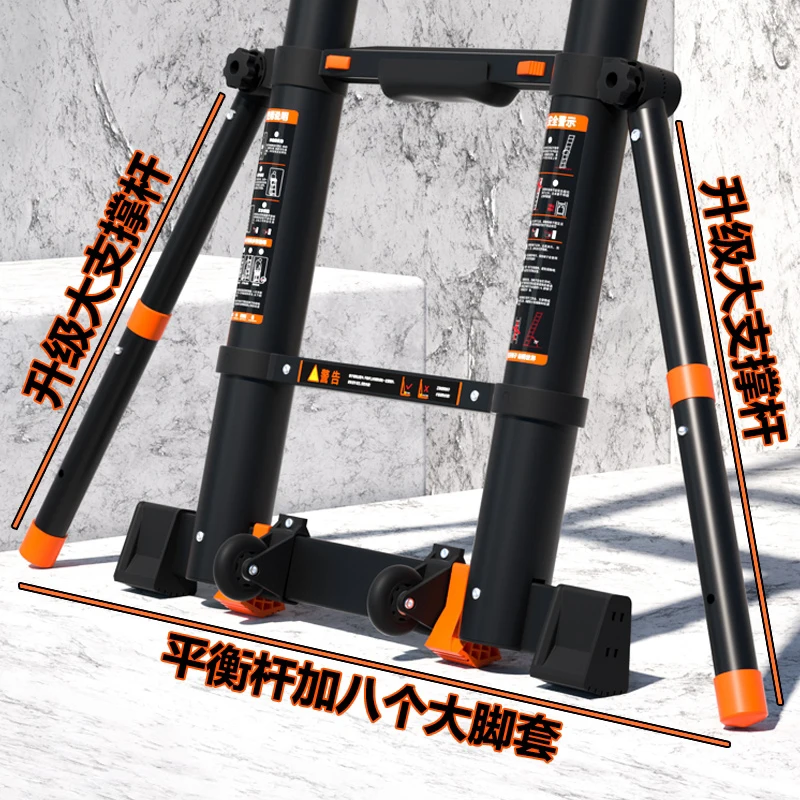 伸縮性のある多機能アルミニウム合金はしご,1.5 1.5m/1.9mリングレールブラケット,家庭用ポータブルエンジニアリング折りたたみ式はしご