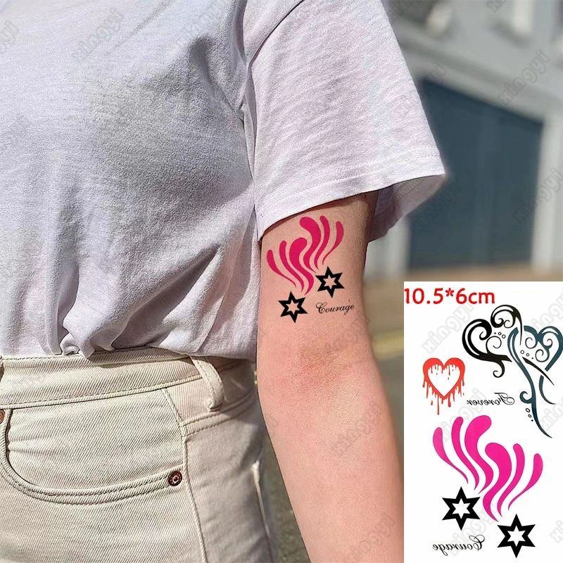 Water Transfer Tattoo Star Love Heart Flowers Body Art Waterproof Temporary Fake Tatoo Falsh Tatto for Man Woman Kids