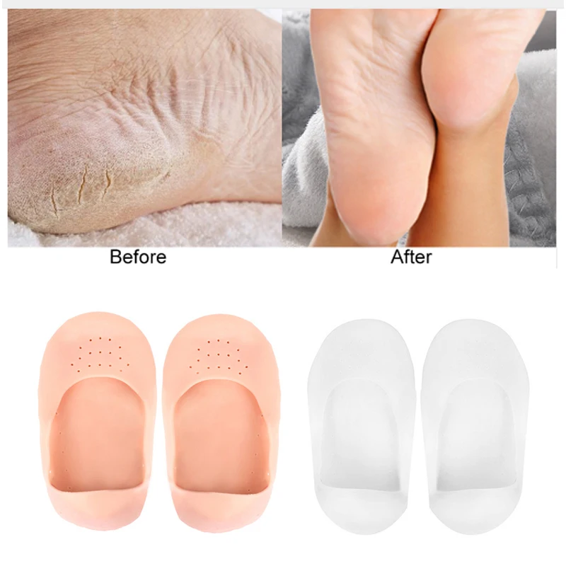 1Pair Silicone Insole Moisturizing Socks Heels Protector Anti Crack Foot Spa Socks Gel Shoes Insoles Feet Care Pedicure Socks