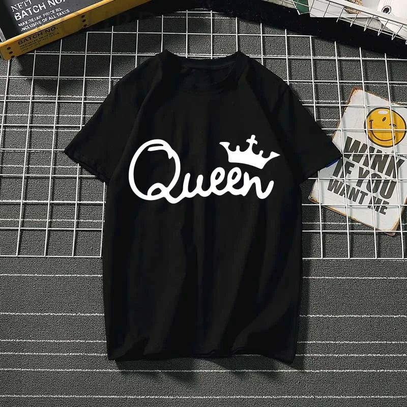 Tshirts Queen Crown Printed women tshirts simmer Harajuku tops femme t-shirts funny Round neck T-shirt tops summer women clothes