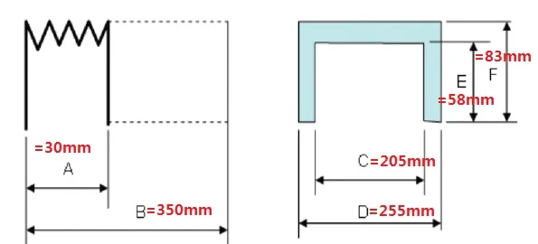 Tri-proof nylon cloth accordion cnc machine dust cover bellows, inner: 205 mm x 58 mm, outer: 255 mm x 83 mm, Lmax 350 mm