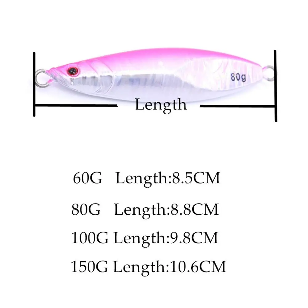 CASTFUN 60g 80g 100g Slow Pitch Jig Slow Jig Lure Saltwater Fishing Lure Metal Jig