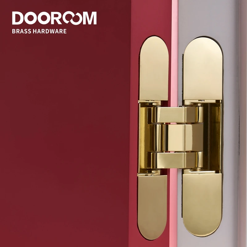 Dooroom Invisible Door Hinges 3D Adjustable Bearing Hinges Shiny Gold Black Bright Chrome Zinc Alloy Butt Hinge