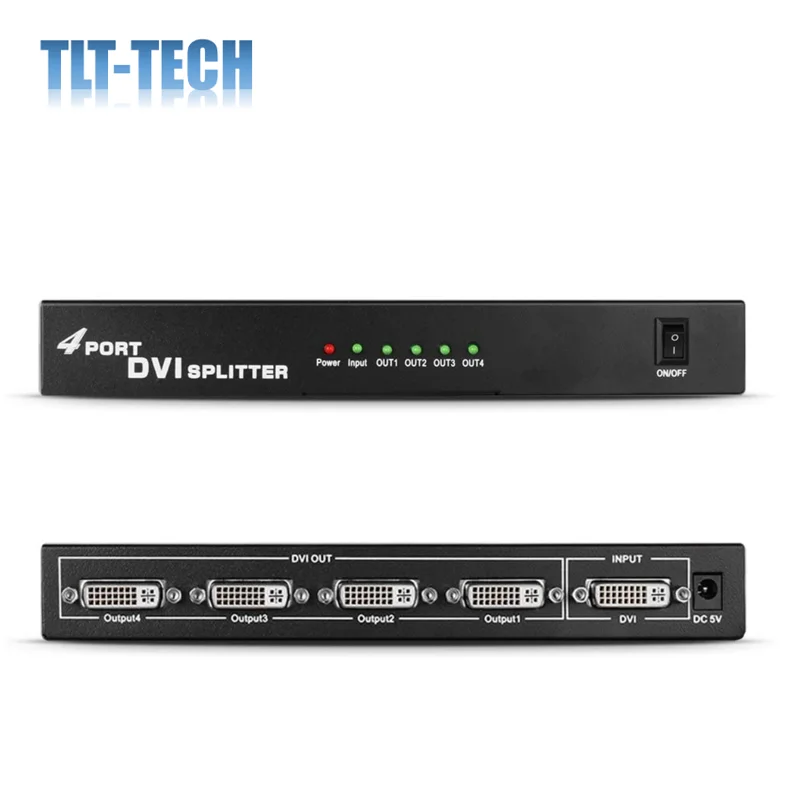 DVI Splitter 1 in 4 Out DVI Dual/Single-Link Video Signal Buchse 1x4 Verteilung Verstärker split Box