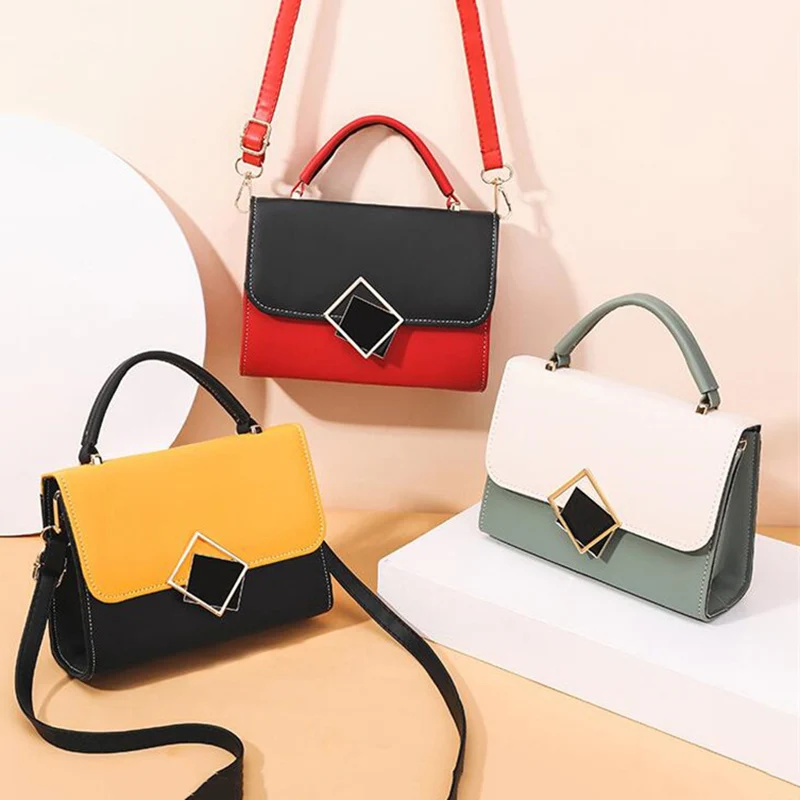 Simple Style Crossbody Shoulder Bags for Women PU Leather Flap Handbag Purse Fashion Messenger Bag Small Pack