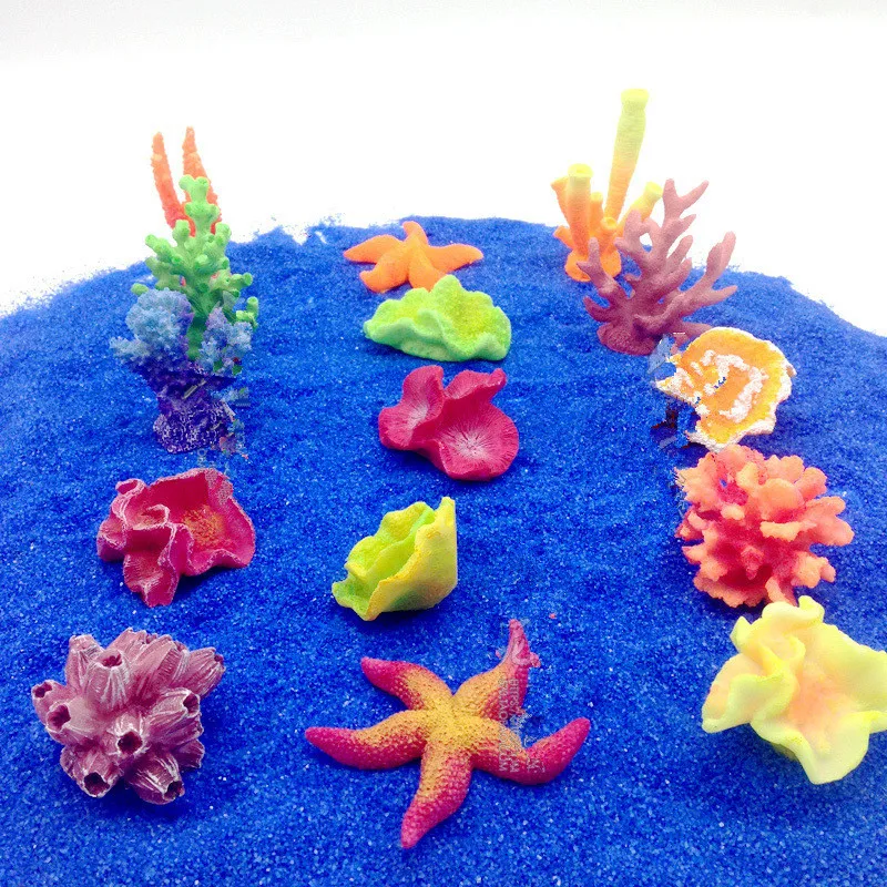 New Mini Cute Aquarium Artificial Coral Reef Decoration Fish Tank Coral Landscaping Ornament Stone 6 Styles Multi-color