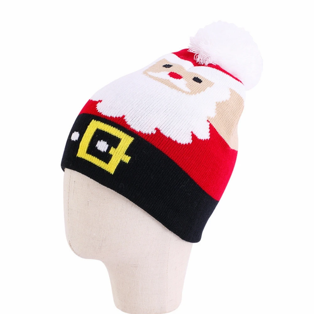 Baby Kids Christmas Hats Kids Beanie Santa Knitted Winter Warm Cap Children New Year Party Outdoor Hiking Caps