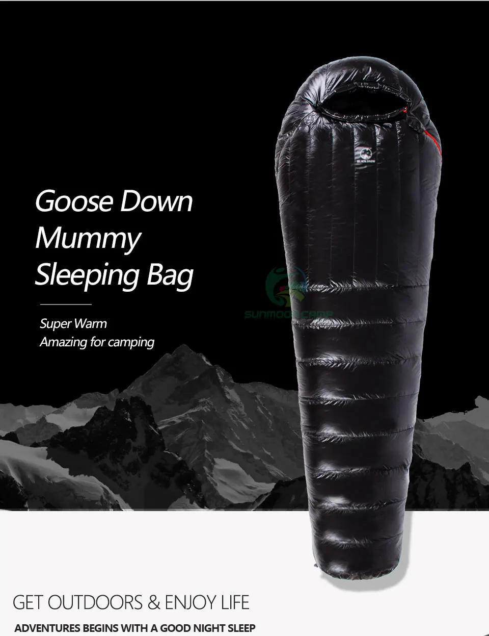 Winterwarmer, isolierter, 95 % weißer Gänsedaunenschlafsack für Erwachsene mit Kompressionssack 850FP für Rucksackreisen, Camping, Wandern – Detail 2