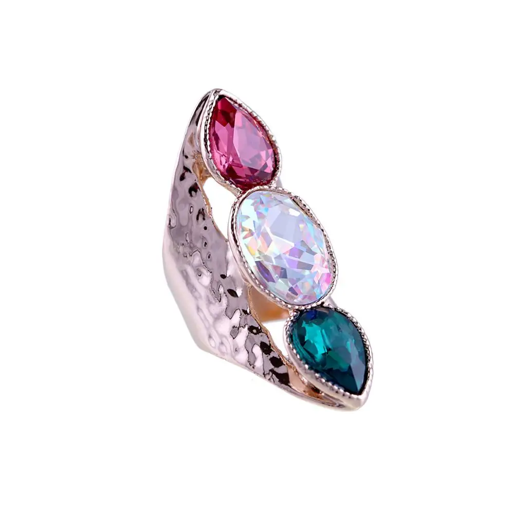 Personality Unique Rose Gold Plating Crystals Fashion Finger Ring Jewelry Nice Gift for Women 3 Size in Stock Party Accessory