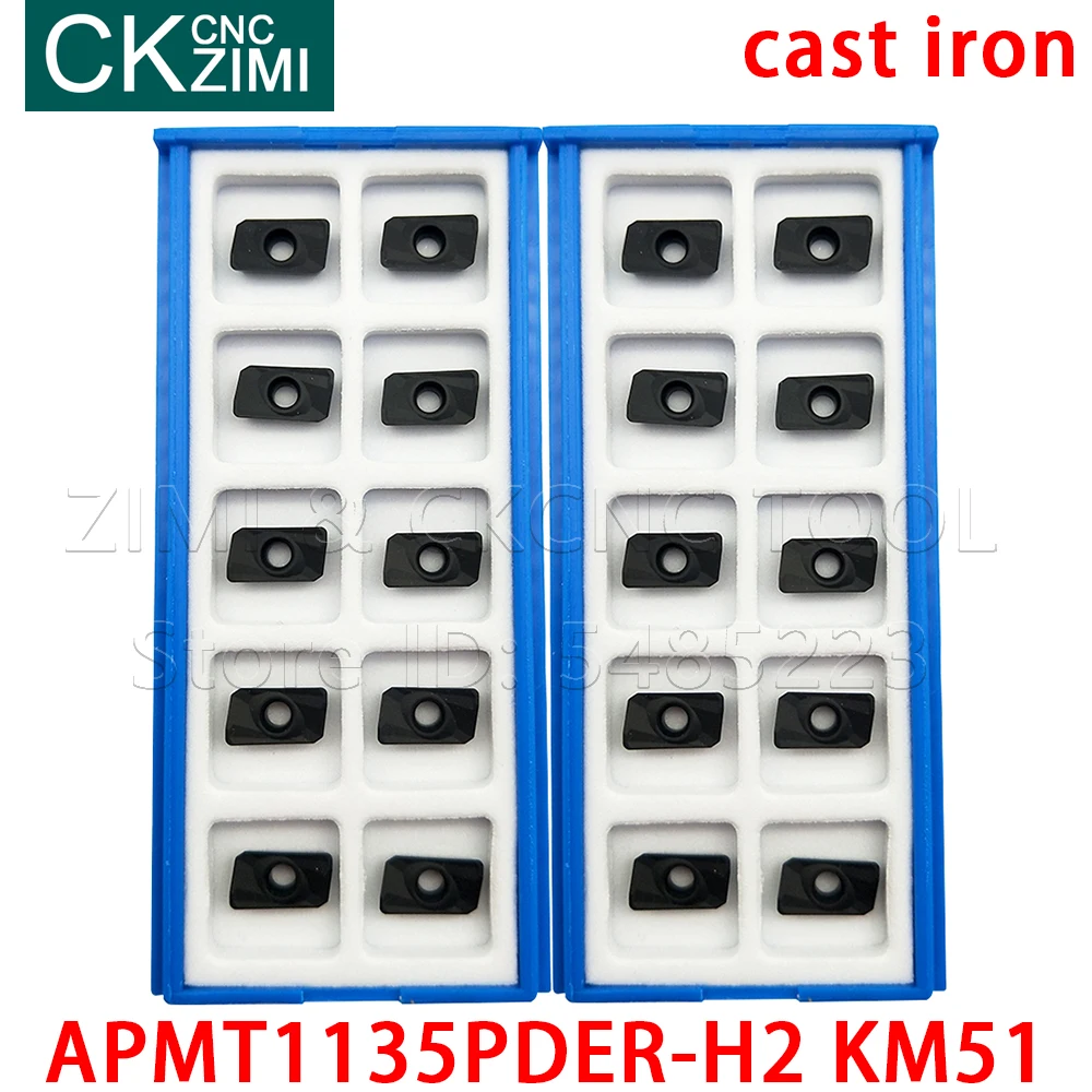 10PCS APMT1135PDER-H2 KM51 carbide inserts Carbide Milling Cutter Inserts Milling Blade for cast iron Processing CNC Tools APMT