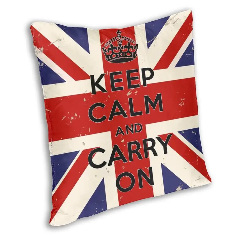 Keep Calm And Carry On British Flag Cushion Cover Two Side Print Throw Pillow Case for Car Fashion Pillowcase Home Decoration