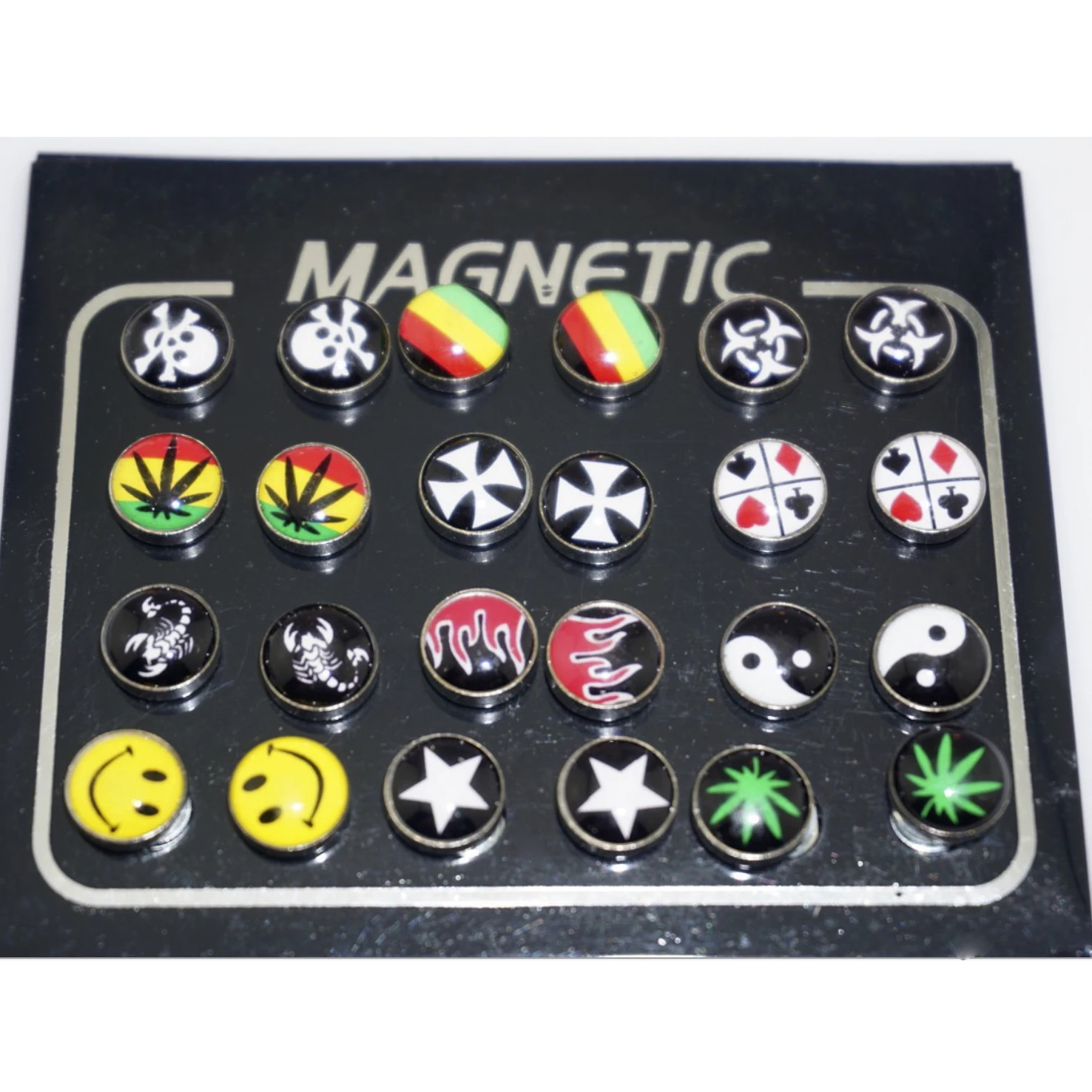 REGELIN 12 Pair/lot 6/8/10mm Round Crystal Rhinestone Magnet Stud Earring Puck Women Mens Magnetic Fake Ear Plug Jewelry