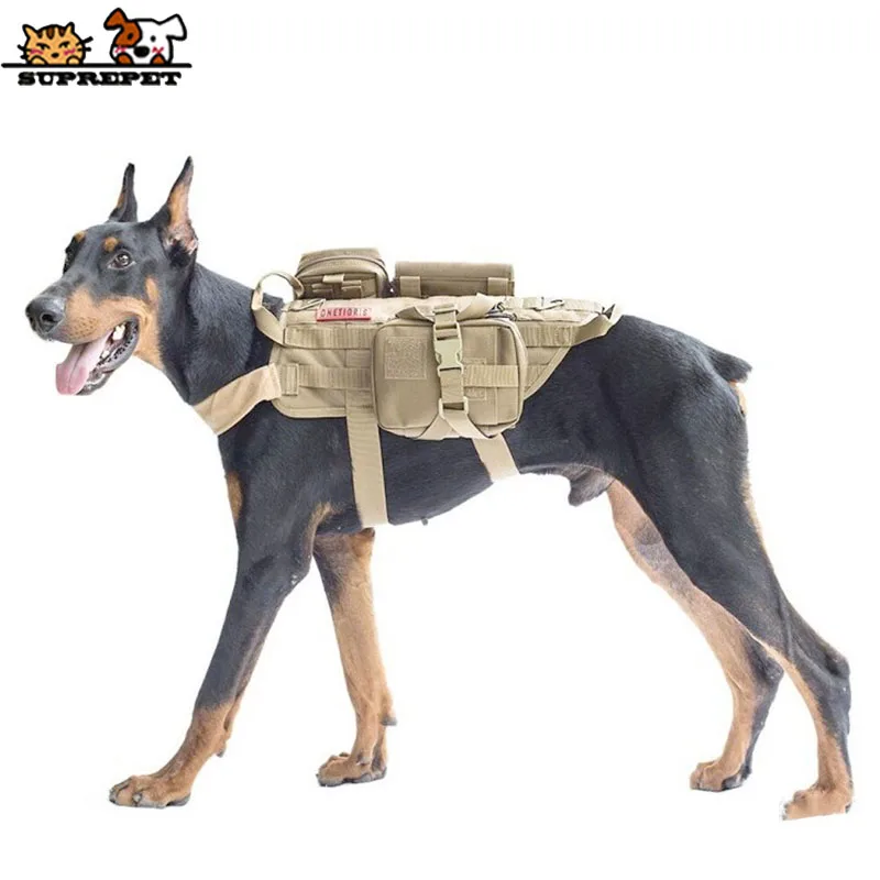 SUPREPET Big Dog Harness Nylon Tactical Vest for Large Dogs Pitbull Military Army Dog Harness Hunting Outdoor German Shepherd