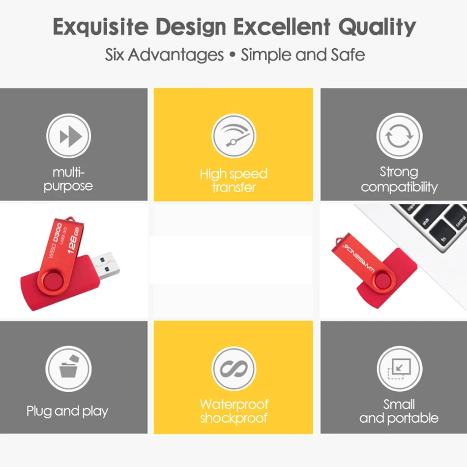 WANSENDA หมุน USB แฟลชไดรฟ์256GB 128GB ไดรฟ์ปากกา8GB 16GB 32GB 64GB USB 3. 0แฟลชไดรฟ์ความเร็วสูง Pendrive
