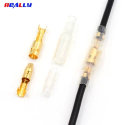 50/100 conjuntos 4.0mm feminino e masculino bala terminais conector conector de fio de bronze ouro e mangas isolantes para carro