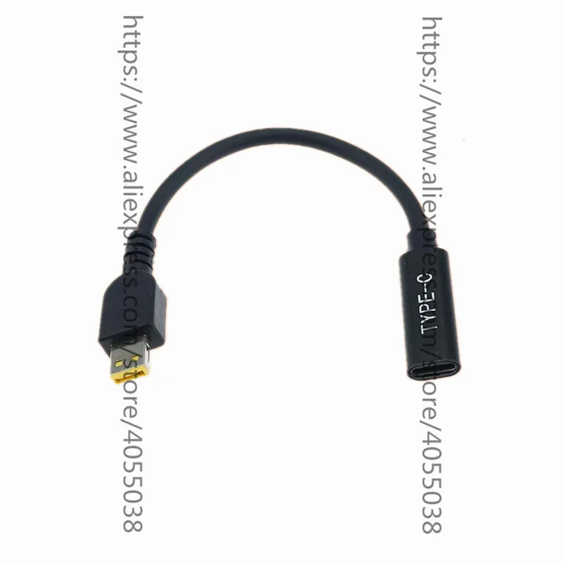 Type-C Female to Square DC Male PD Power Charger Connector Cable All-copper Conductor Induction Chip for Lenovo Thinkpad