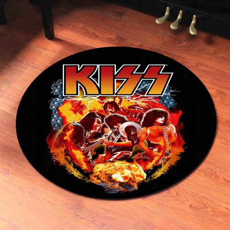 Metal Rock Singer Kiss Band Carpet Exquisite Round Flannel Carpet Interior Home Decor Floor Mat