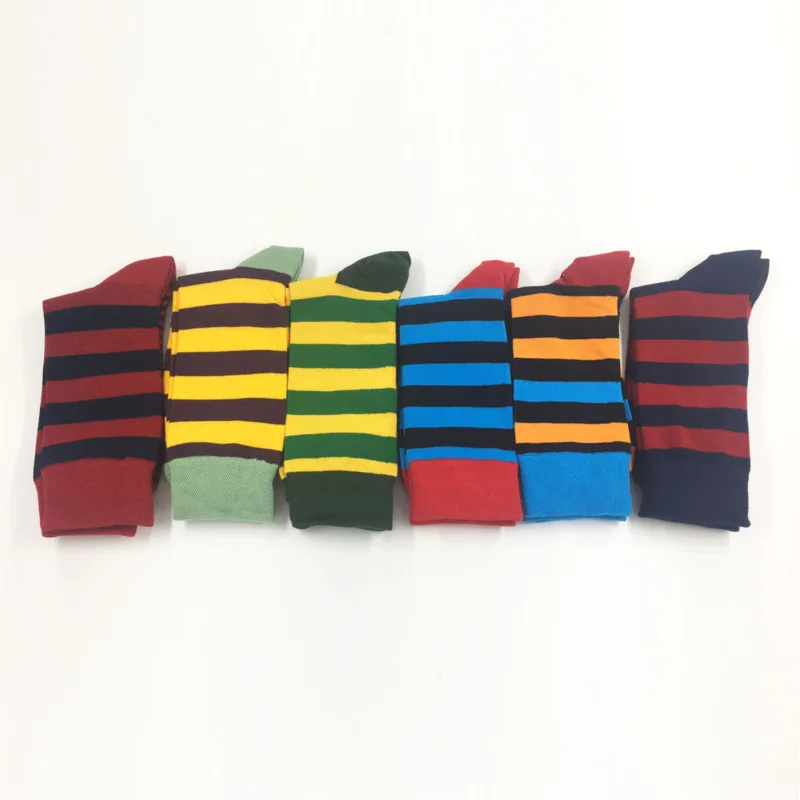 1 Pair Harajuku Men Socks Happy Socks Combed Cotton Striped Plaid Funny Socks Autumn Winter Casual Calcetines Largos Hombre