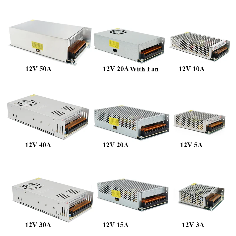 JUNEFOR Switching Power Supply Light Transformer 110V/220V to 12V Power Adapter Supply Led Regulated Power Supply