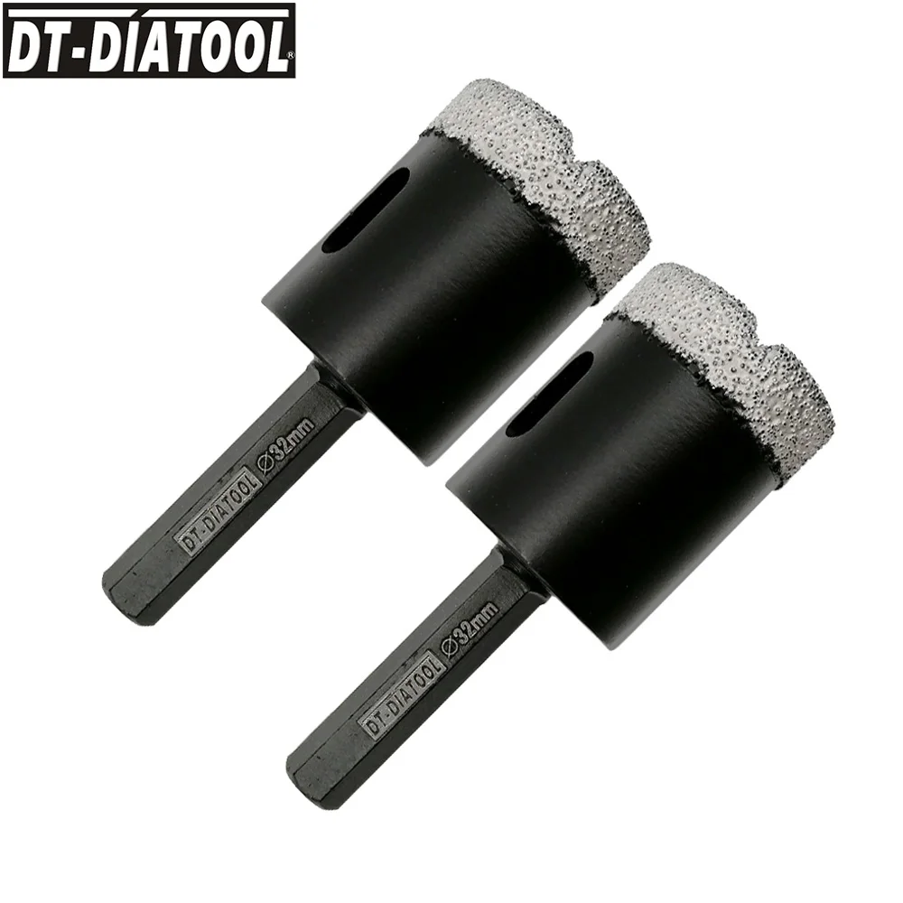 

DT-DIATOOL 2pcs Dia32mm Dry Vacuum Brazed Hexagon Shank Diamond Drill Core Bit Granite Marble Hole Saw Ceramic Tile Drilling Bit