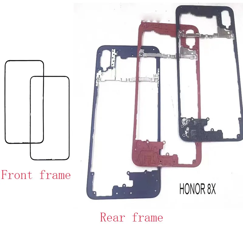 Marco frontal para Huawei Honor 8X, Marco trasero medio, placa frontal, soporte LCD