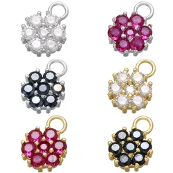 2Pcs/lot,Gold-Color CZ Crystal Charms Pendants for DIY Women's Jewelry Making Accessories Flower Necklace Charms:VD819