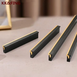 KK&FING New Aluminum Alloy Extension Handles Cabinet Drawer Knobs Black Gold T Type Cupboard Handles Drawer Pulls Bedroom Decor