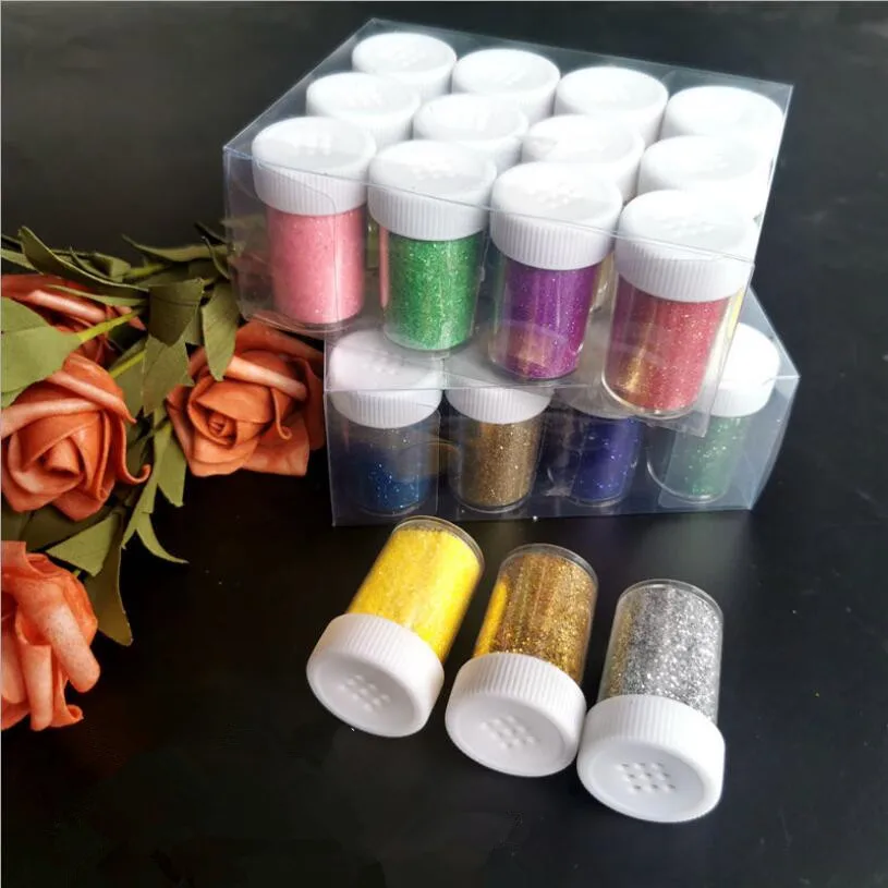 12/24 Colors Laser Nail Glitter Powder Shiny Holographic Glitter For Cosmetic Nail Gel Polish Nail Craft Art Decoration 20g