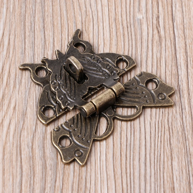 Retro Vintage Vlinder Klink Hasp Houten Sieraden Doos Case Lock Pad Borst Lock Voor Doos Accessoires