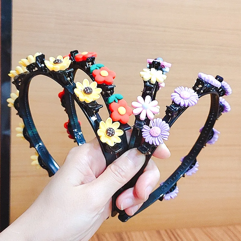 2022 Hot Sale Cute Baby Flower Fruit Cartoon Style Hair Band Braided Hair Artifact Not Hurt Hairpin Hair Accessories Headwear