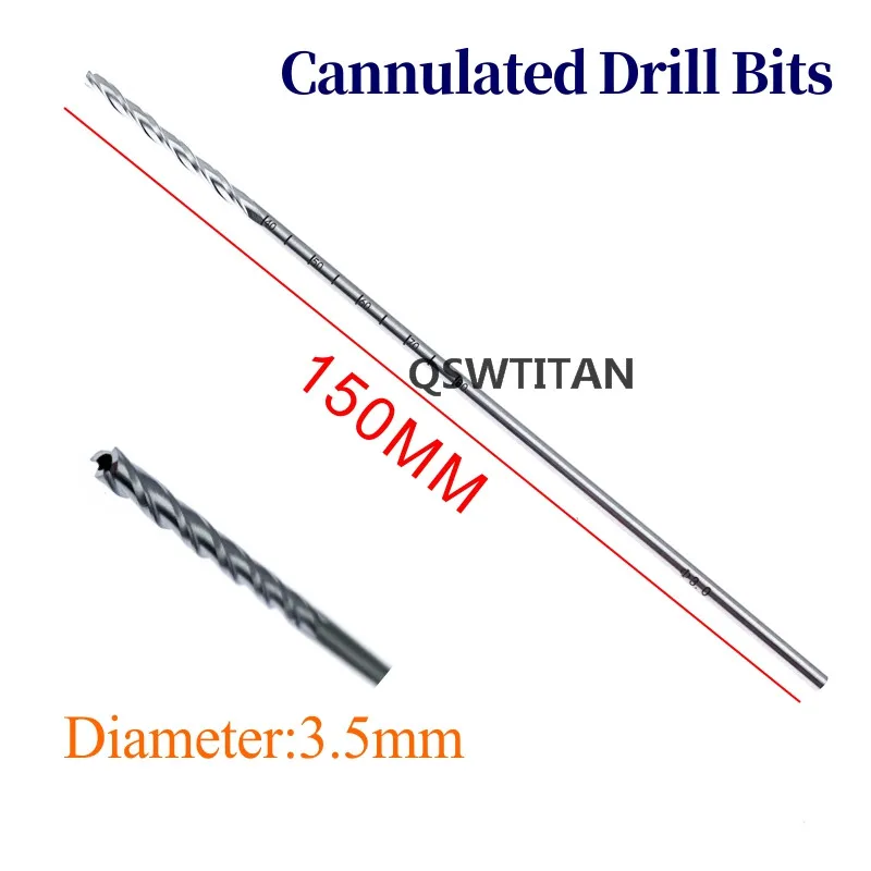 Stainless steel 2.0mm-3.5mm Cannulated Drill Bits Hollow Veterinary Orthopedics Instruments